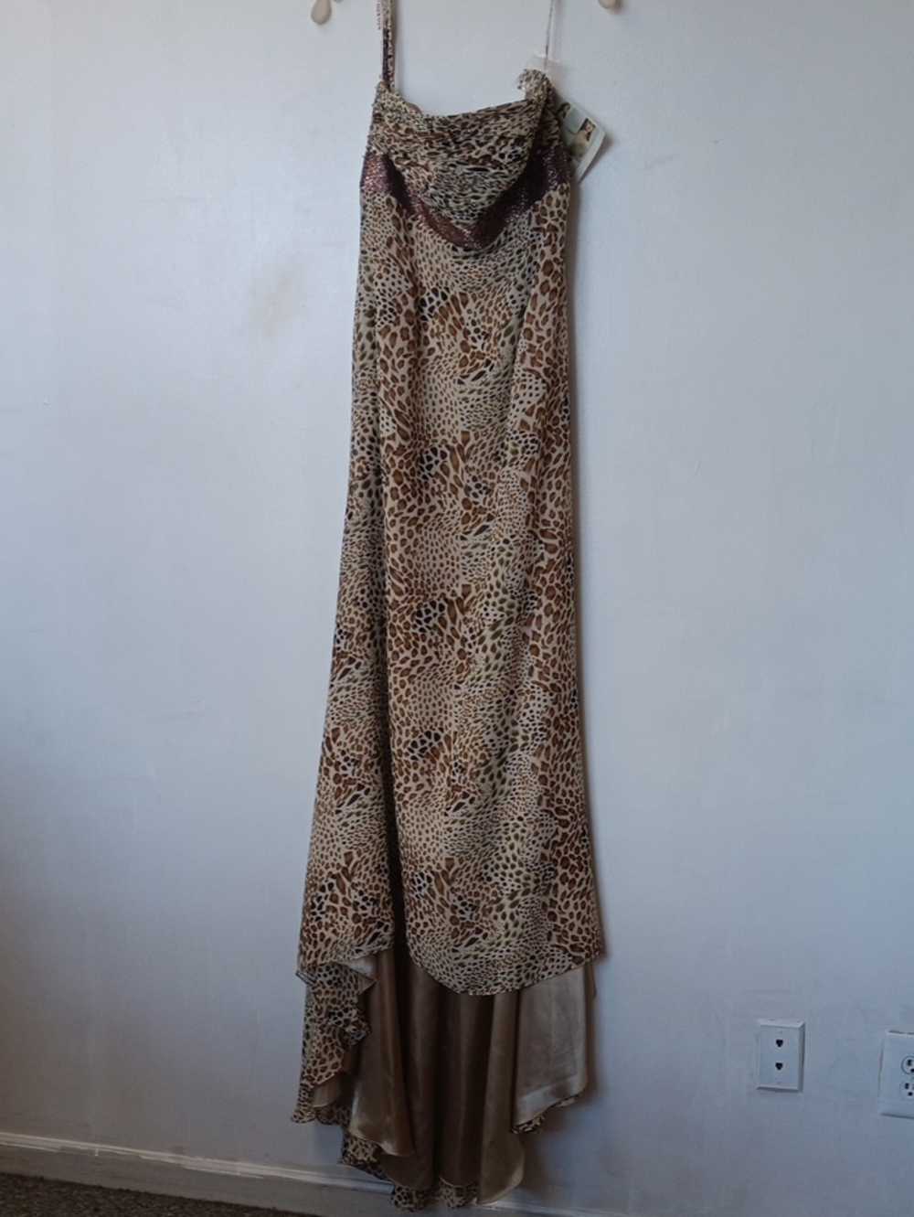 Vintage Leopard-Print Maxi Slip Dress in Brown